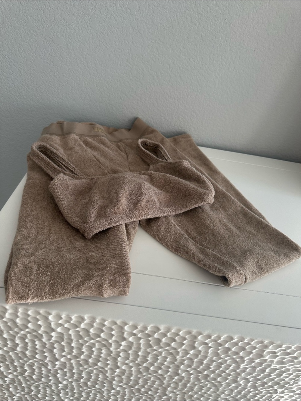 SKIMS Terry Lounge Set Taupe Bralette & Skinny Leg Pants Size Small